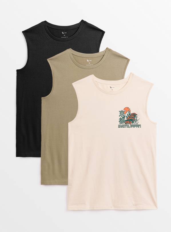 Japanese Graphic Tank Top 3 Pack L